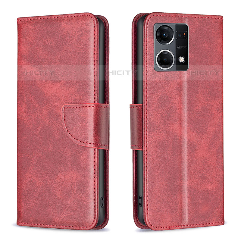 Custodia Portafoglio In Pelle Cover con Supporto B04F per Oppo F21 Pro 4G Rosso