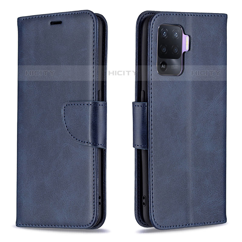 Custodia Portafoglio In Pelle Cover con Supporto B04F per Oppo Reno5 F Blu