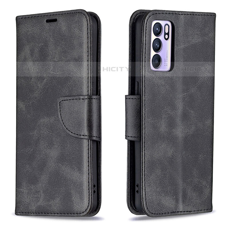 Custodia Portafoglio In Pelle Cover con Supporto B04F per Oppo Reno6 5G Nero