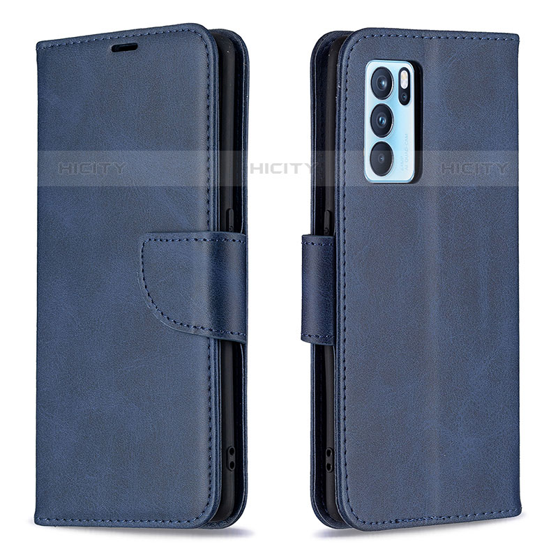 Custodia Portafoglio In Pelle Cover con Supporto B04F per Oppo Reno6 Pro 5G India Blu