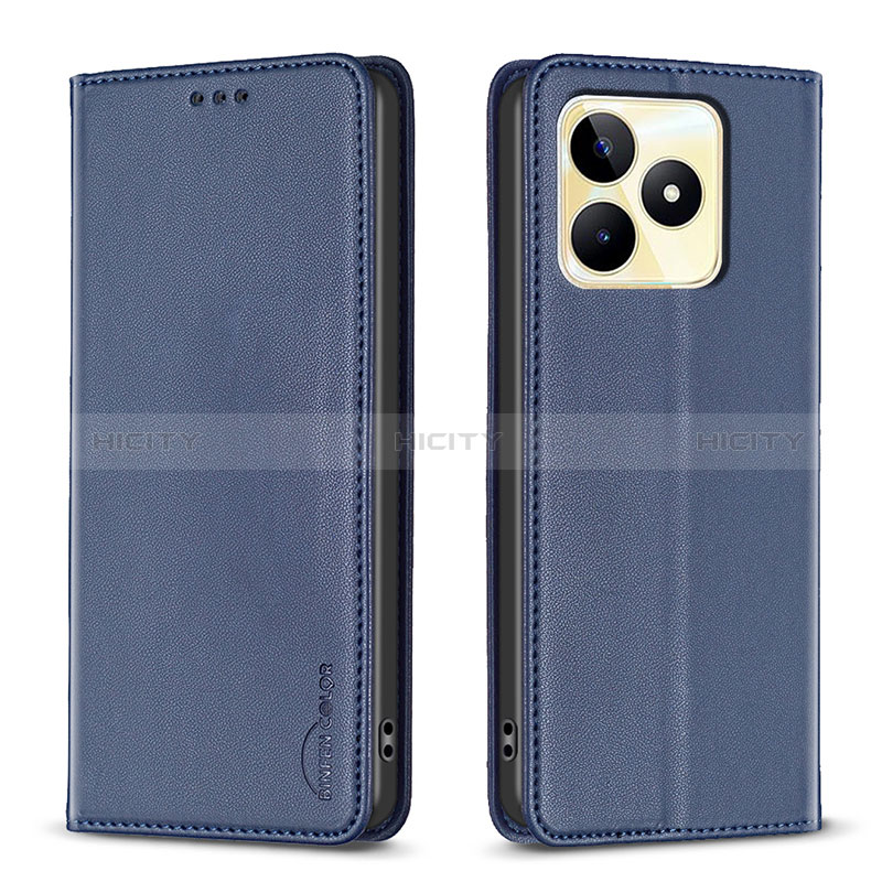 Custodia Portafoglio In Pelle Cover con Supporto B04F per Realme C53 Blu