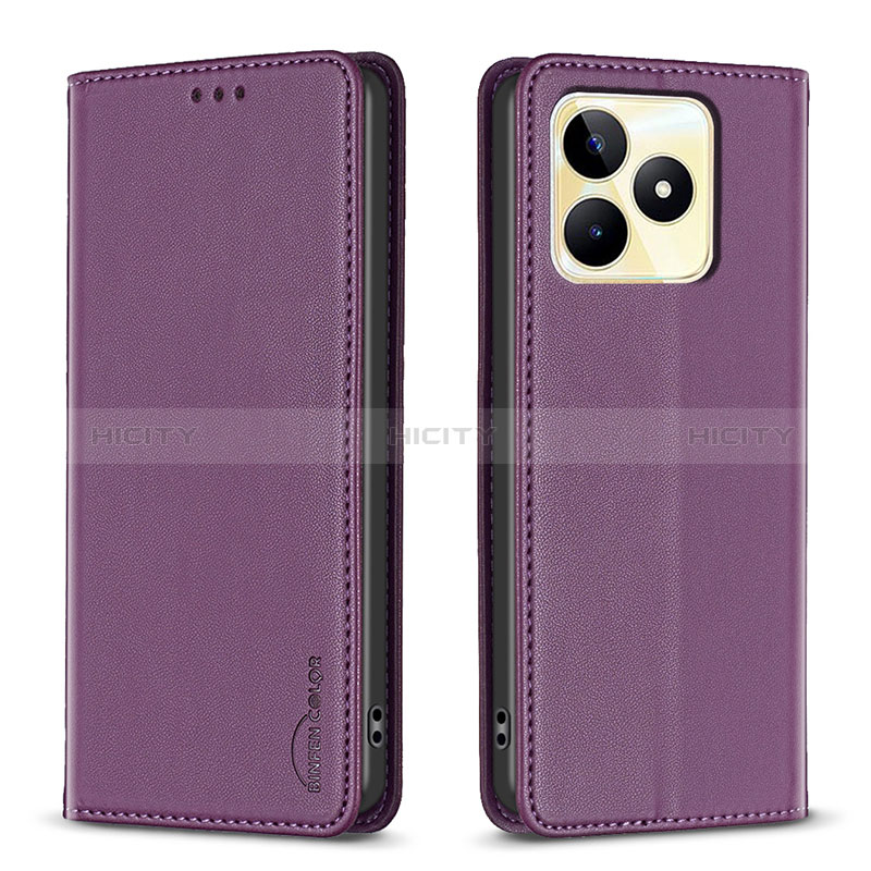 Custodia Portafoglio In Pelle Cover con Supporto B04F per Realme C53 Viola