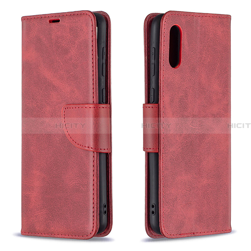 Custodia Portafoglio In Pelle Cover con Supporto B04F per Samsung Galaxy A02 Rosso