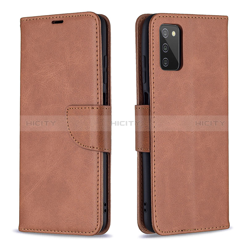 Custodia Portafoglio In Pelle Cover con Supporto B04F per Samsung Galaxy A02s Marrone