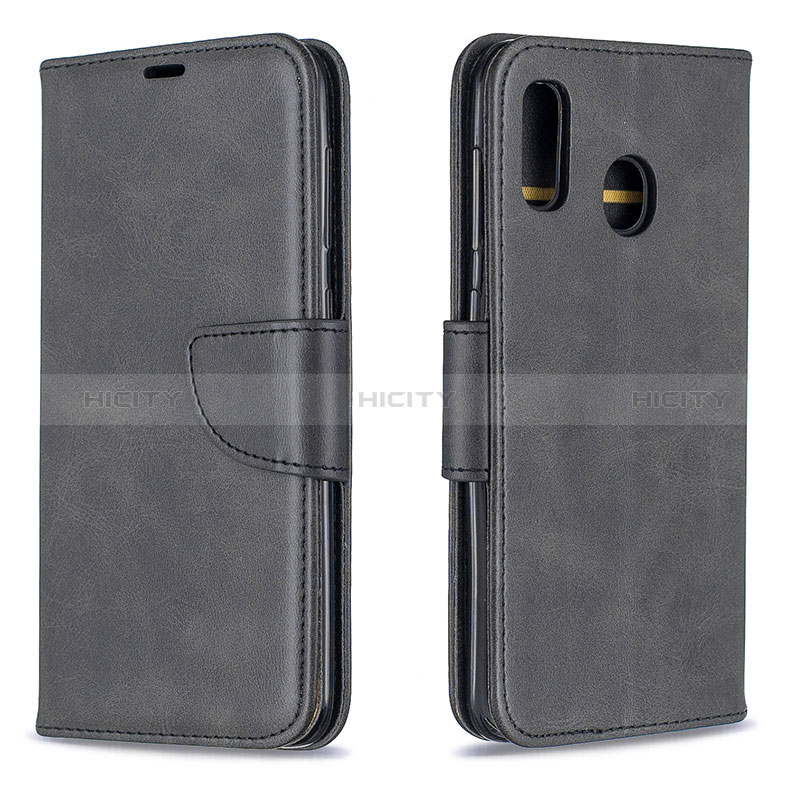 Custodia Portafoglio In Pelle Cover con Supporto B04F per Samsung Galaxy A20 Nero