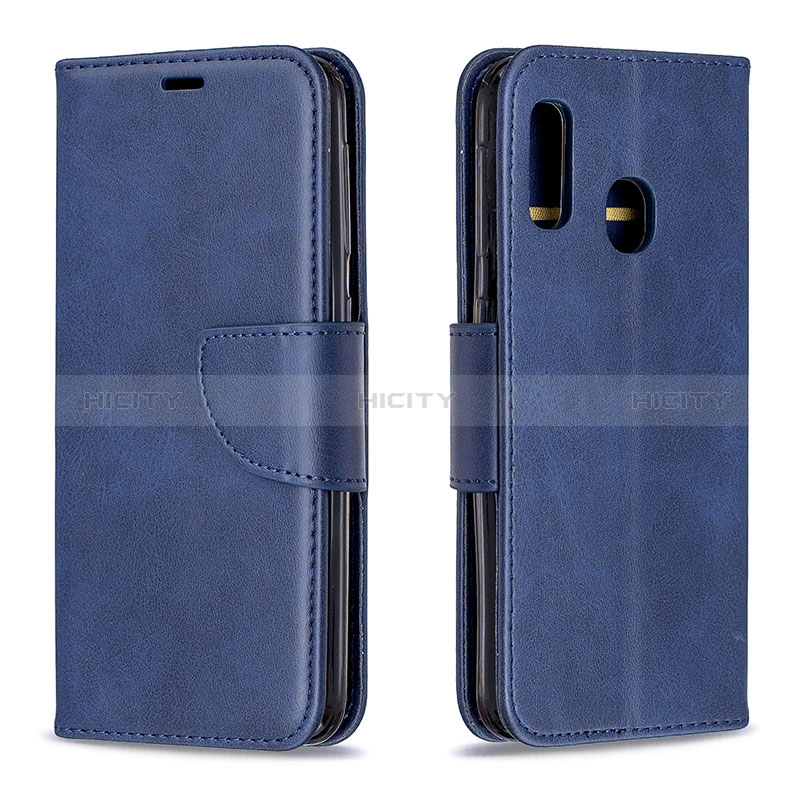 Custodia Portafoglio In Pelle Cover con Supporto B04F per Samsung Galaxy A20e Blu