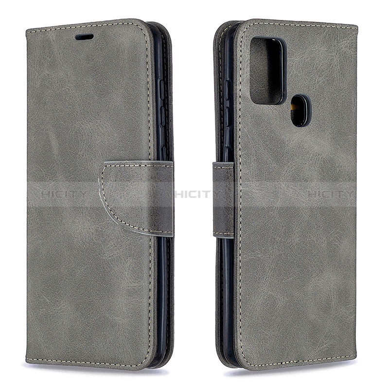 Custodia Portafoglio In Pelle Cover con Supporto B04F per Samsung Galaxy A21s Grigio