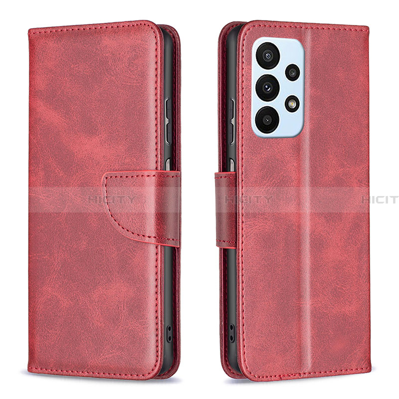 Custodia Portafoglio In Pelle Cover con Supporto B04F per Samsung Galaxy A23 4G Rosso