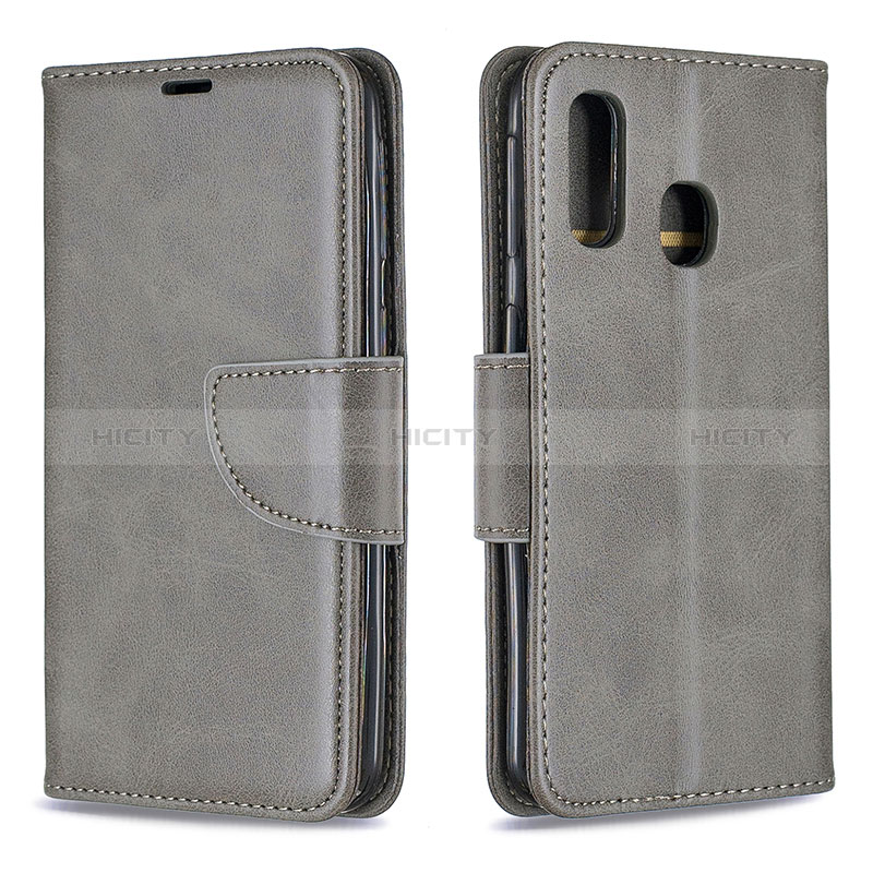 Custodia Portafoglio In Pelle Cover con Supporto B04F per Samsung Galaxy A40 Grigio