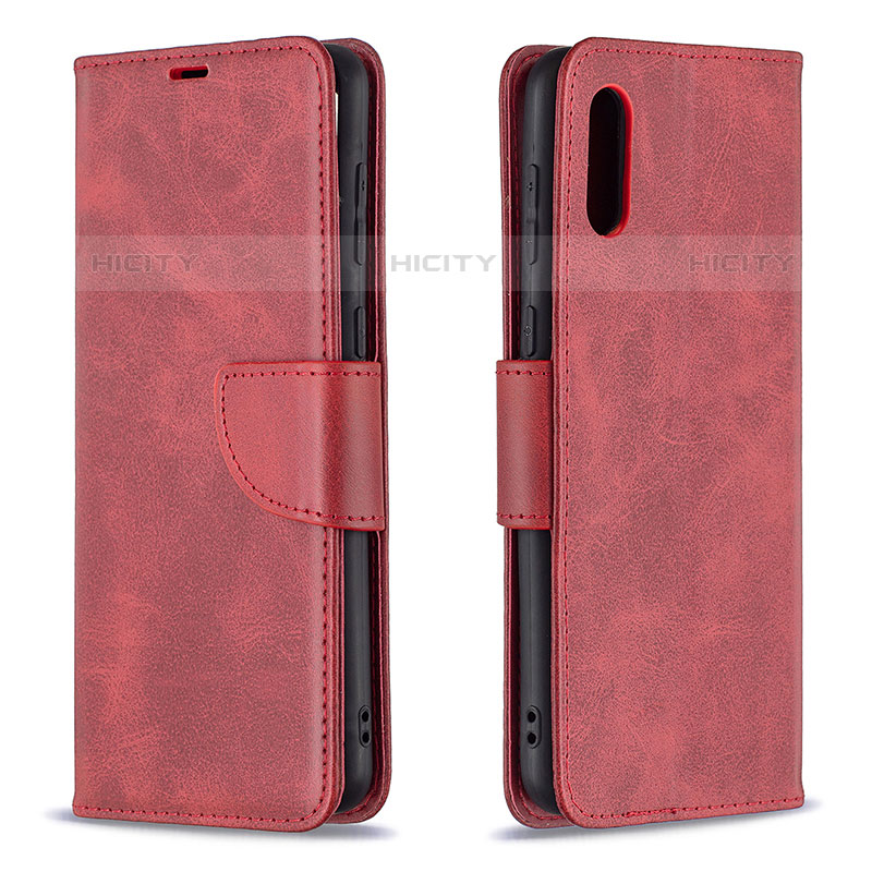 Custodia Portafoglio In Pelle Cover con Supporto B04F per Samsung Galaxy M02 Rosso