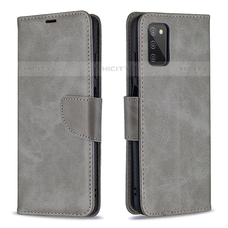 Custodia Portafoglio In Pelle Cover con Supporto B04F per Samsung Galaxy M02s Grigio