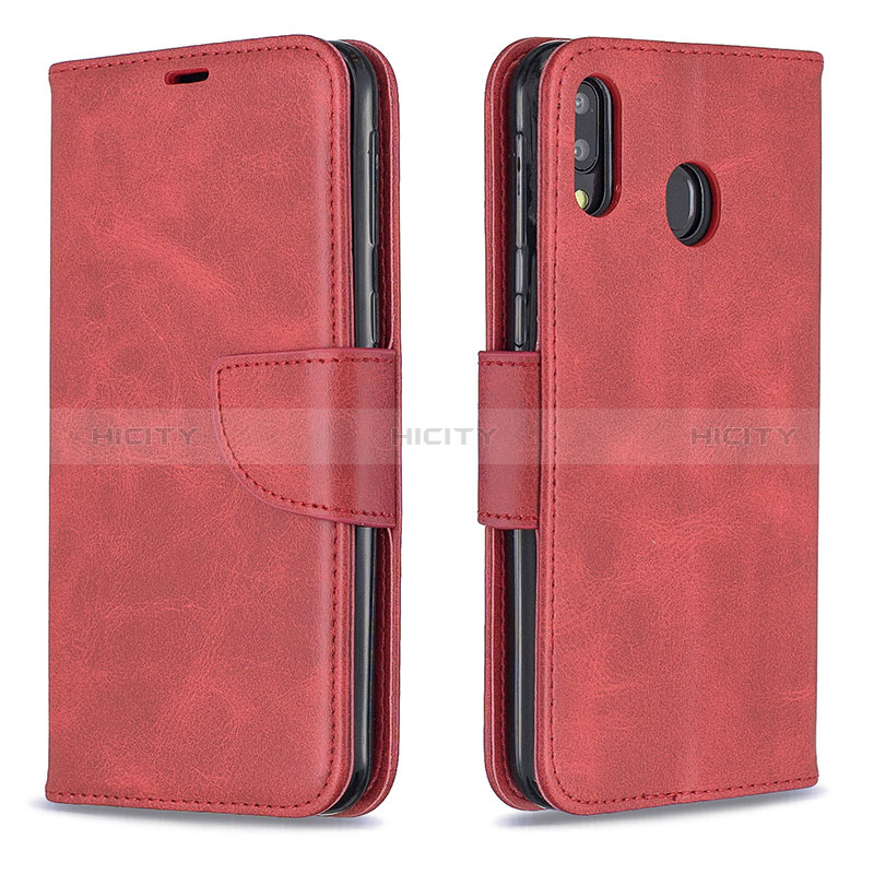 Custodia Portafoglio In Pelle Cover con Supporto B04F per Samsung Galaxy M20 Rosso