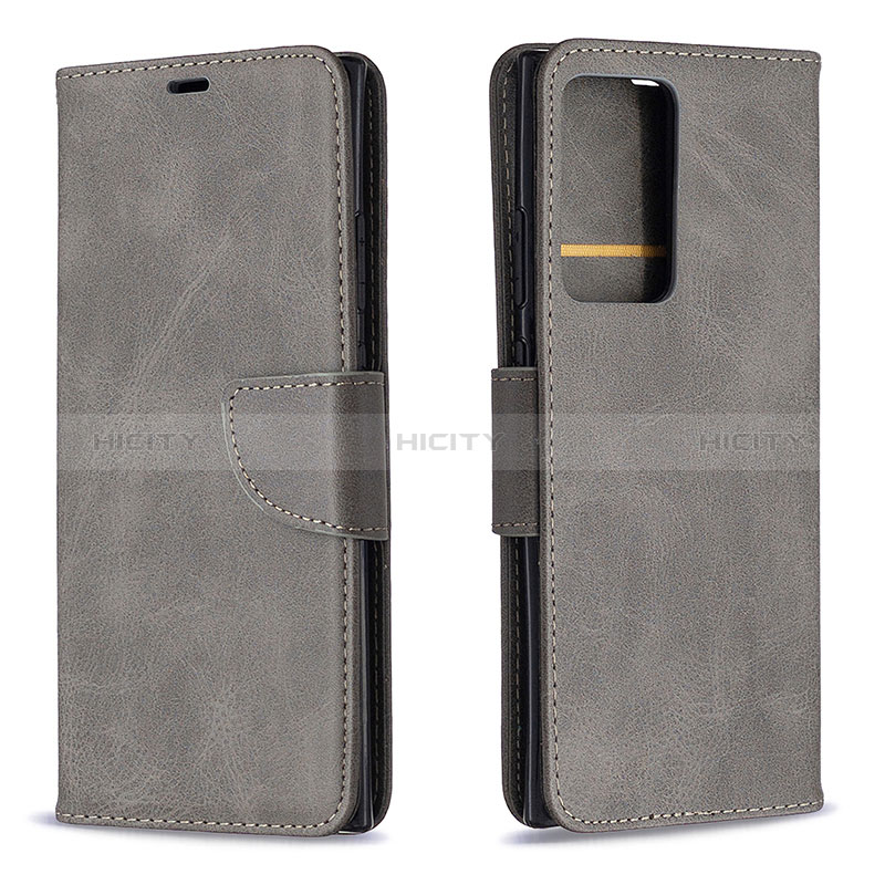 Custodia Portafoglio In Pelle Cover con Supporto B04F per Samsung Galaxy Note 20 Ultra 5G Grigio