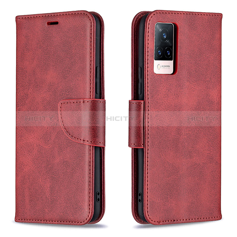 Custodia Portafoglio In Pelle Cover con Supporto B04F per Vivo V21 5G Rosso