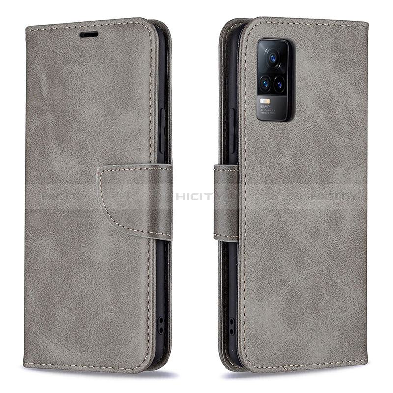 Custodia Portafoglio In Pelle Cover con Supporto B04F per Vivo V21e 4G Grigio