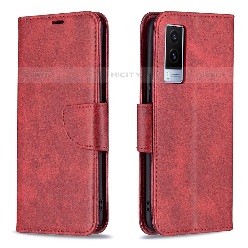 Custodia Portafoglio In Pelle Cover con Supporto B04F per Vivo V21e 5G Rosso