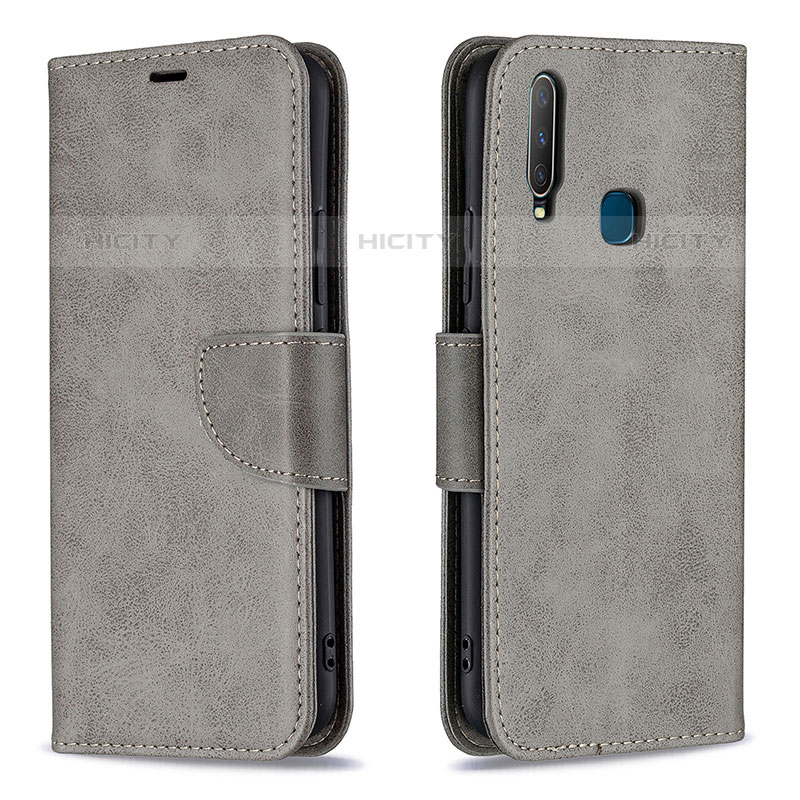 Custodia Portafoglio In Pelle Cover con Supporto B04F per Vivo Y12 Grigio