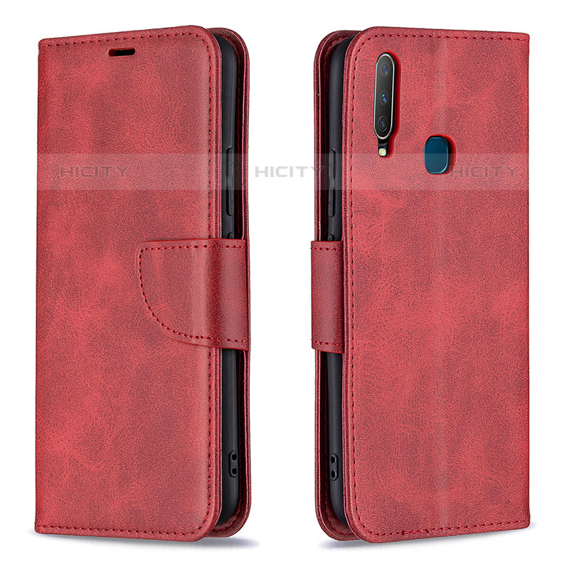 Custodia Portafoglio In Pelle Cover con Supporto B04F per Vivo Y12 Rosso