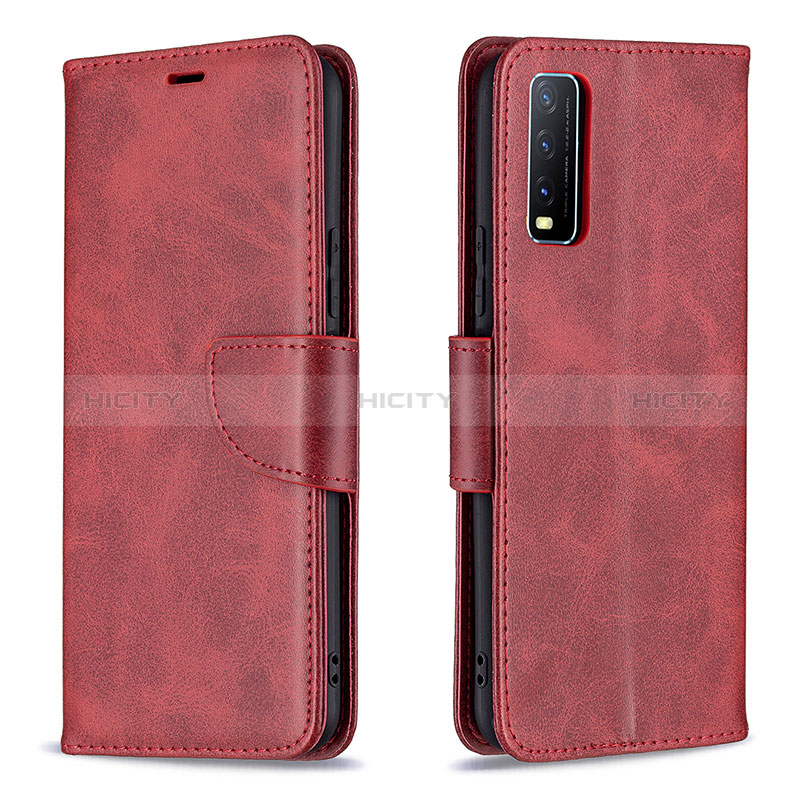 Custodia Portafoglio In Pelle Cover con Supporto B04F per Vivo Y12s Rosso