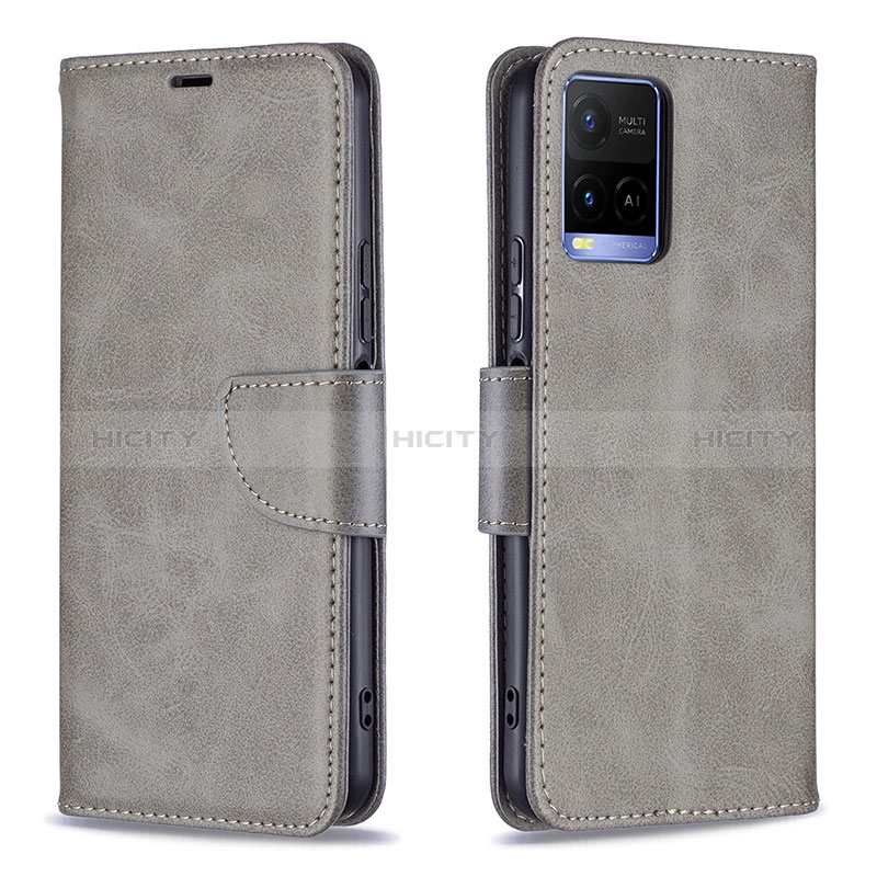 Custodia Portafoglio In Pelle Cover con Supporto B04F per Vivo Y32 4G Grigio