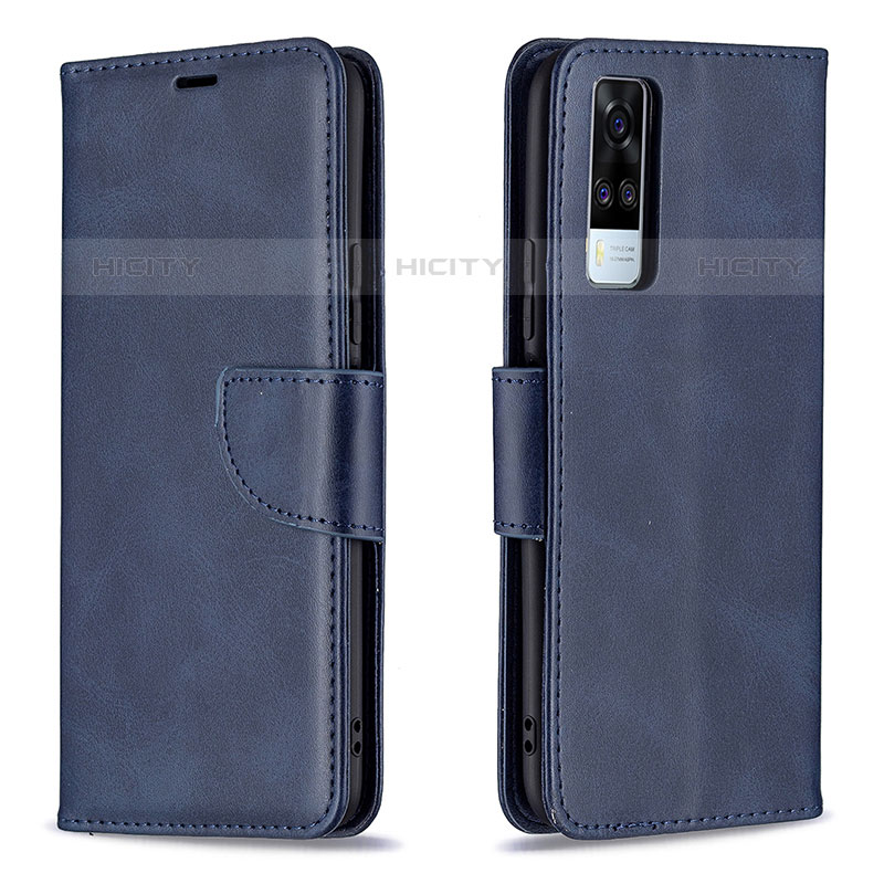 Custodia Portafoglio In Pelle Cover con Supporto B04F per Vivo Y51A Blu