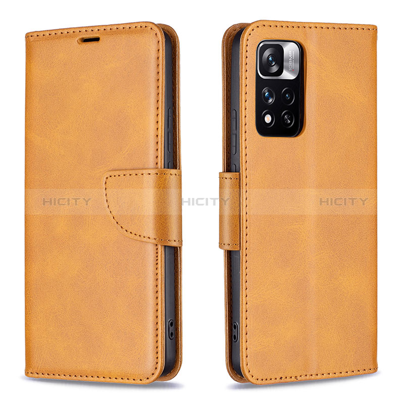 Custodia Portafoglio In Pelle Cover con Supporto B04F per Xiaomi Mi 11i 5G (2022) Marrone Chiaro