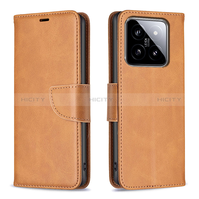 Custodia Portafoglio In Pelle Cover con Supporto B04F per Xiaomi Mi 14 5G Marrone Chiaro