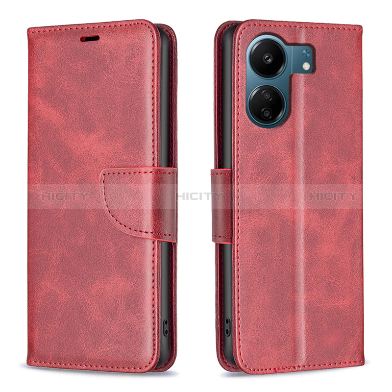 Custodia Portafoglio In Pelle Cover con Supporto B04F per Xiaomi Poco C65 Rosso