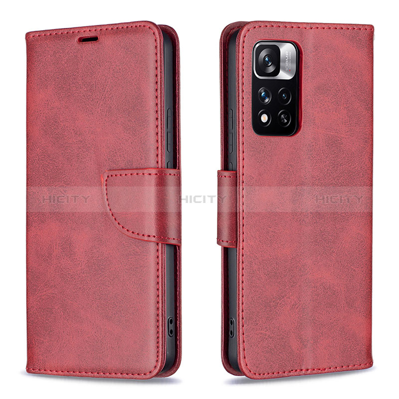 Custodia Portafoglio In Pelle Cover con Supporto B04F per Xiaomi Poco X4 NFC Rosso