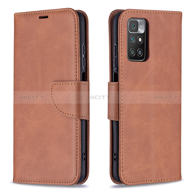 Custodia Portafoglio In Pelle Cover con Supporto B04F per Xiaomi Redmi 10 (2022) Marrone