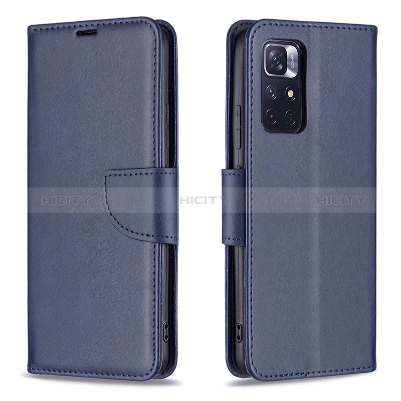 Custodia Portafoglio In Pelle Cover con Supporto B04F per Xiaomi Redmi Note 11 5G Blu