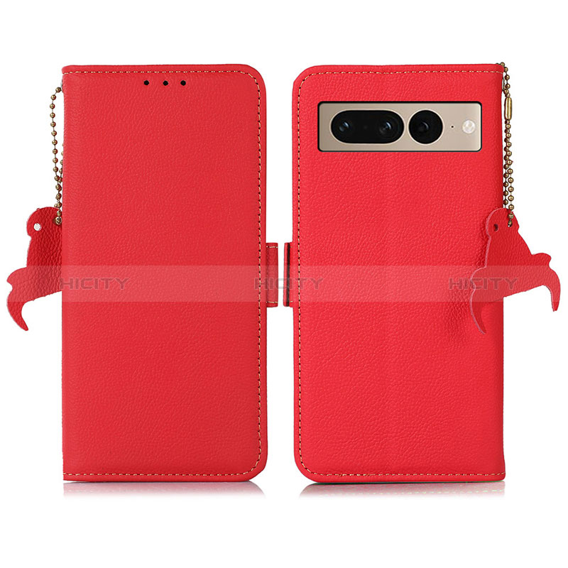 Custodia Portafoglio In Pelle Cover con Supporto B04H per Google Pixel 7 Pro 5G Rosso