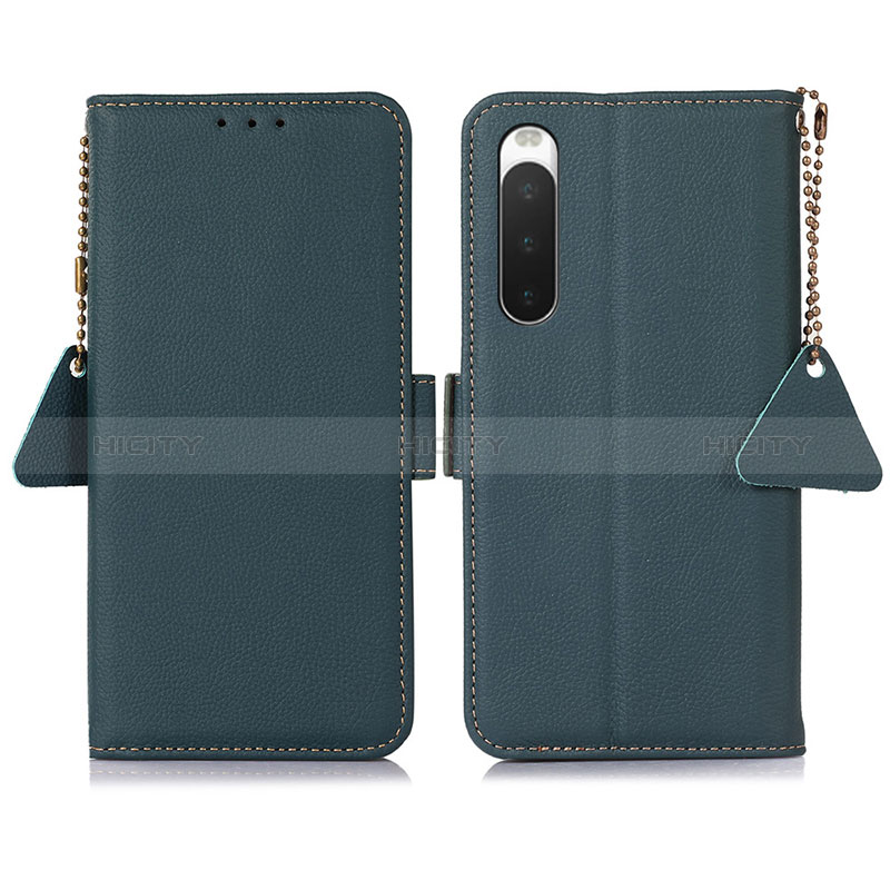 Custodia Portafoglio In Pelle Cover con Supporto B04H per Sony Xperia 10 IV Verde