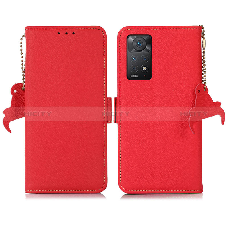 Custodia Portafoglio In Pelle Cover con Supporto B04H per Xiaomi Redmi Note 11 Pro 4G Rosso