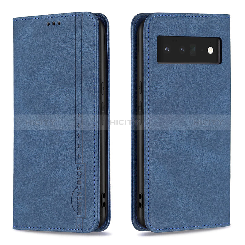 Custodia Portafoglio In Pelle Cover con Supporto B05F per Google Pixel 6 Pro 5G Blu