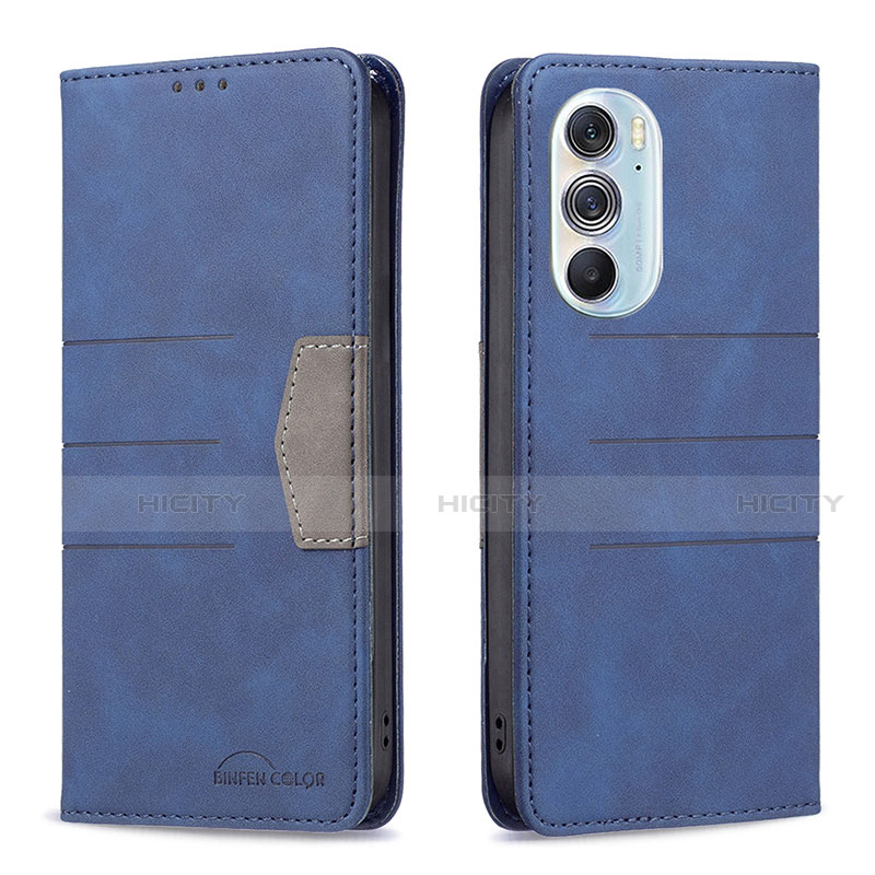 Custodia Portafoglio In Pelle Cover con Supporto B05F per Motorola Moto Edge 30 Pro 5G Blu