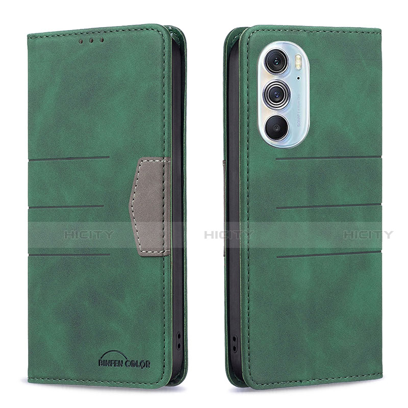 Custodia Portafoglio In Pelle Cover con Supporto B05F per Motorola Moto Edge 30 Pro 5G Verde