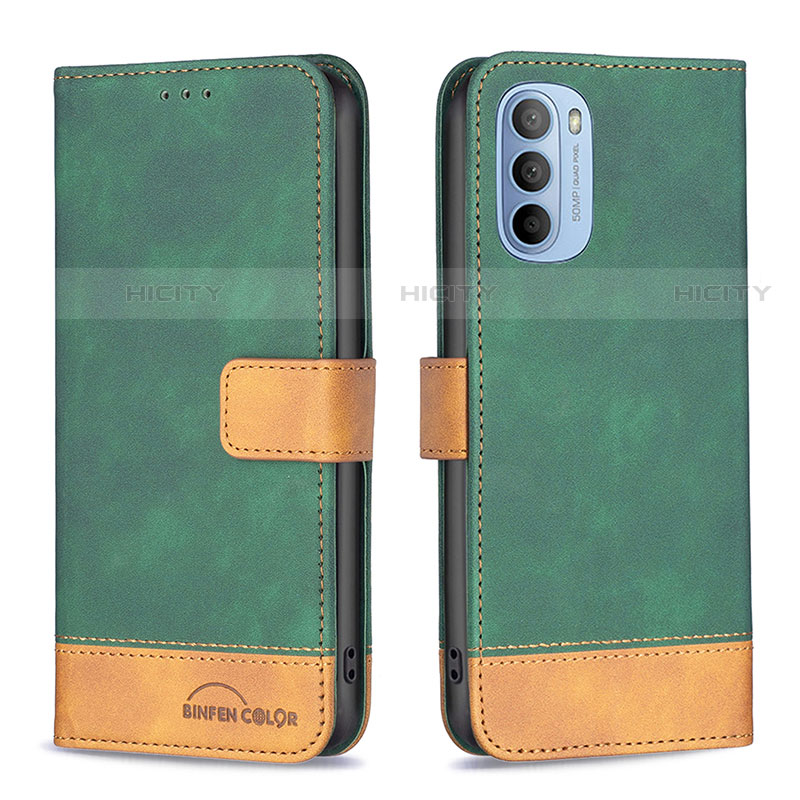 Custodia Portafoglio In Pelle Cover con Supporto B05F per Motorola Moto G31 Verde