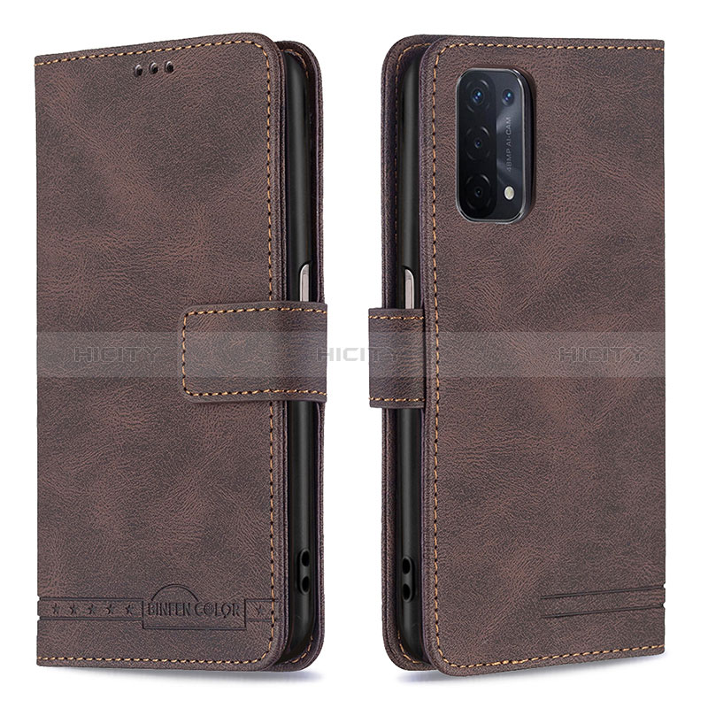 Custodia Portafoglio In Pelle Cover con Supporto B05F per Oppo A74 5G Marrone