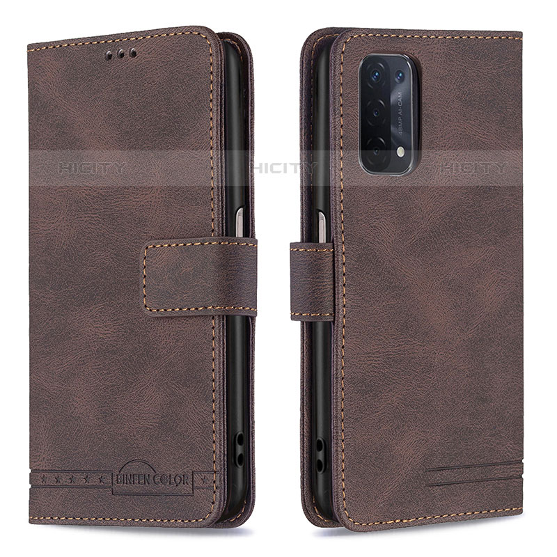 Custodia Portafoglio In Pelle Cover con Supporto B05F per Oppo A93 5G Marrone