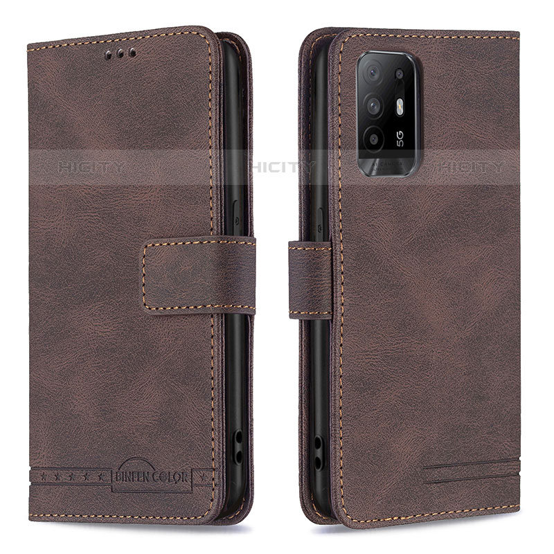 Custodia Portafoglio In Pelle Cover con Supporto B05F per Oppo A94 5G Marrone