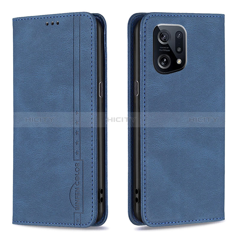 Custodia Portafoglio In Pelle Cover con Supporto B05F per Oppo Find X5 5G Blu