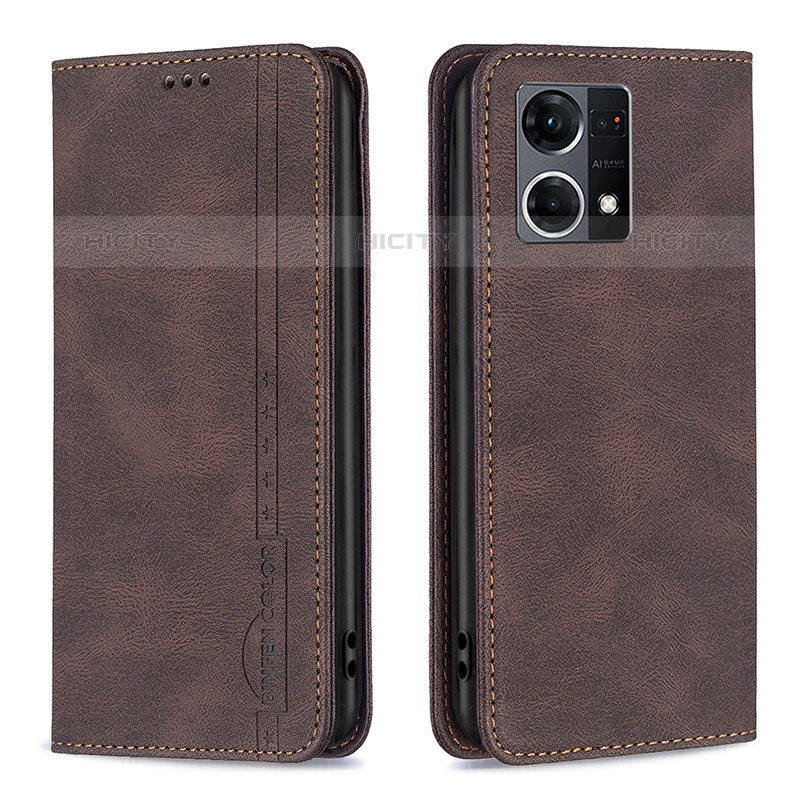 Custodia Portafoglio In Pelle Cover con Supporto B05F per Oppo Reno8 4G Marrone