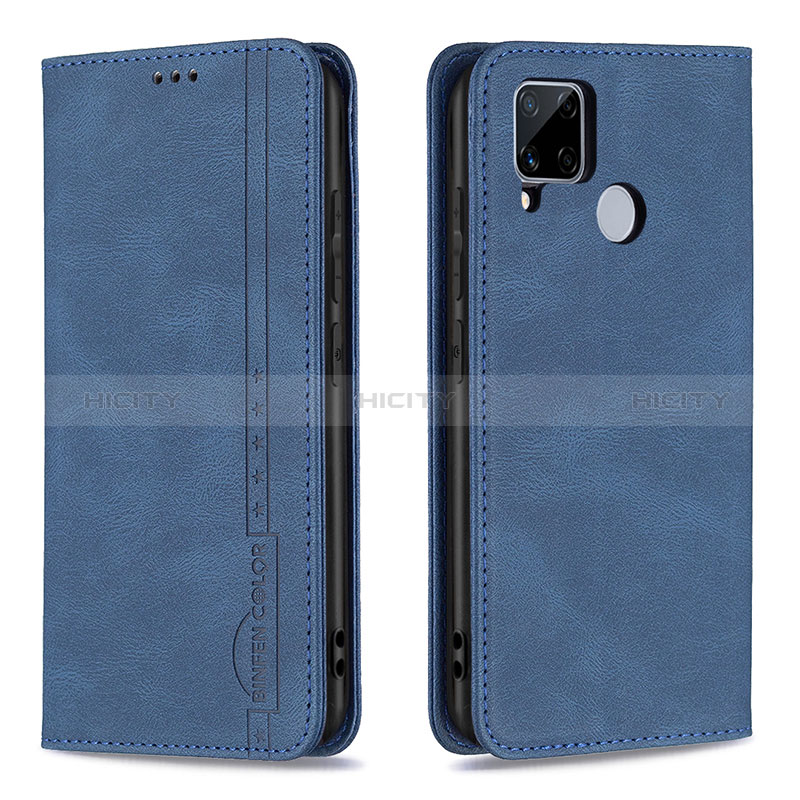 Custodia Portafoglio In Pelle Cover con Supporto B05F per Realme 7i RMX2193 Blu