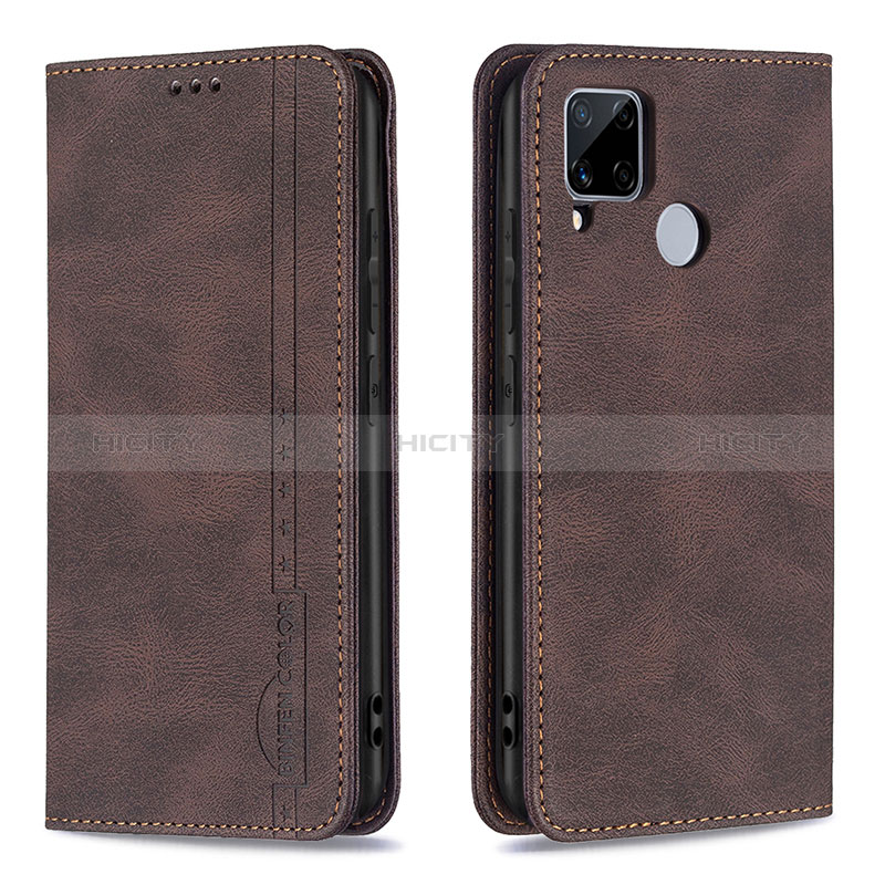 Custodia Portafoglio In Pelle Cover con Supporto B05F per Realme C12 Marrone