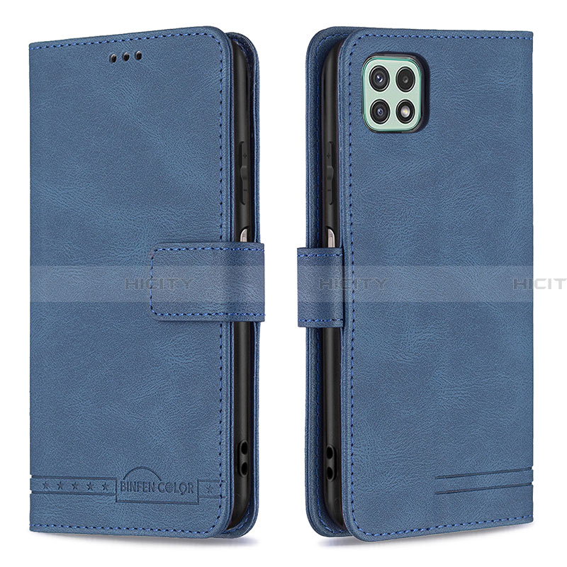 Custodia Portafoglio In Pelle Cover con Supporto B05F per Samsung Galaxy A22 5G Blu