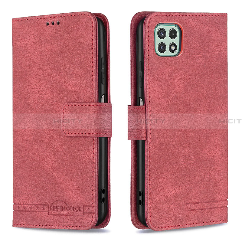 Custodia Portafoglio In Pelle Cover con Supporto B05F per Samsung Galaxy A22 5G Rosso