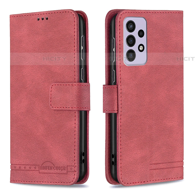 Custodia Portafoglio In Pelle Cover con Supporto B05F per Samsung Galaxy A73 5G Rosso