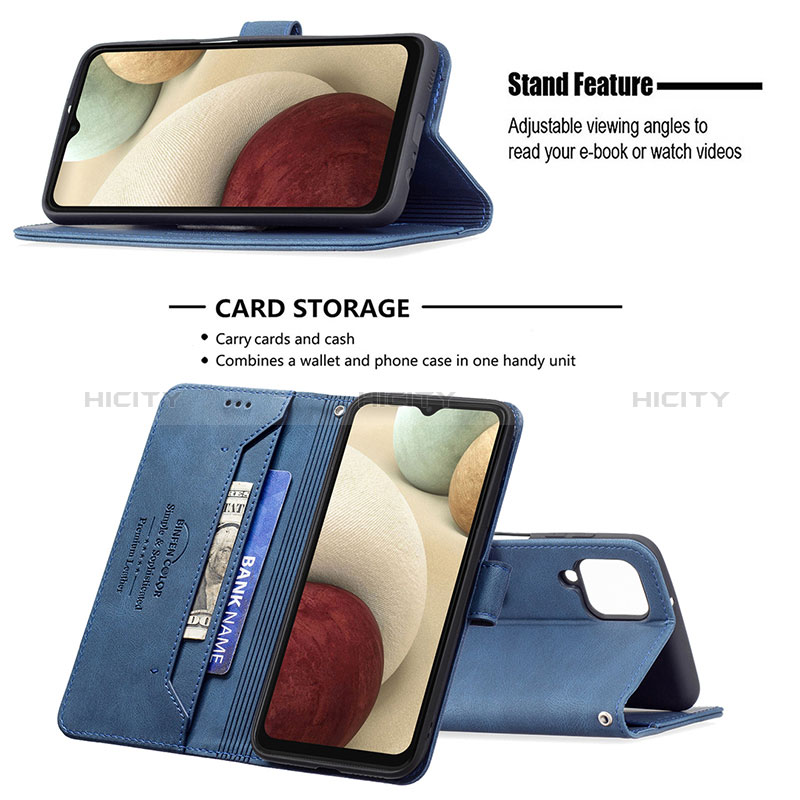 Custodia Portafoglio In Pelle Cover con Supporto B05F per Samsung Galaxy F12