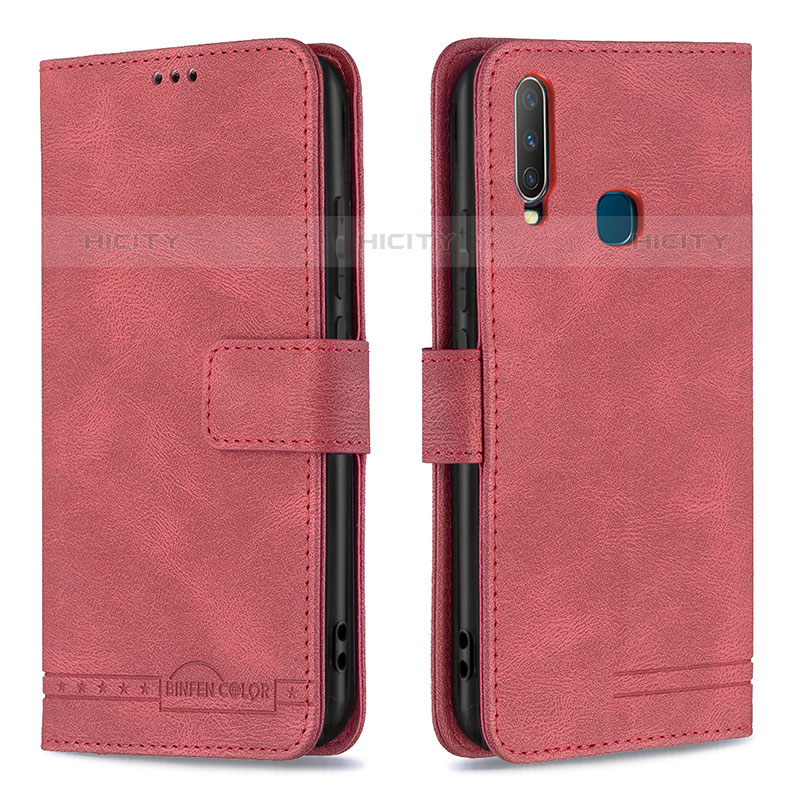 Custodia Portafoglio In Pelle Cover con Supporto B05F per Vivo Y12 Rosso